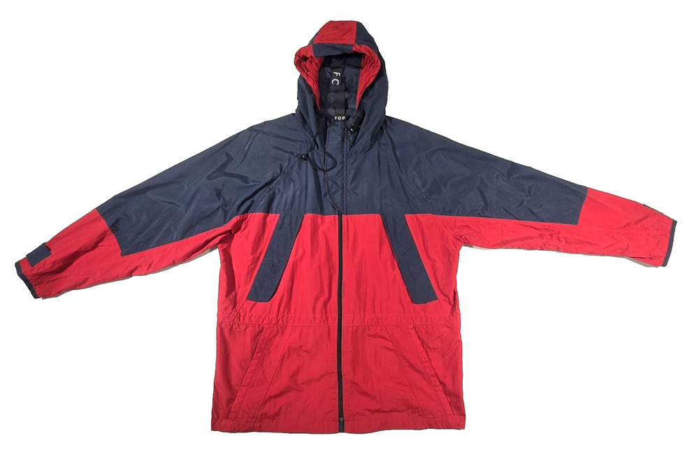 FOG By London Fog Men's Hooded Windbreaker Red Blue Zip Up Jacket Size Large